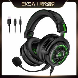 Headphones EKSA Wired Headset Gamer 7.1 Surround Gaming Headphones for PC/Xbox/PS4 with Mic ENC Call Noise Cancelling Earphones E5000 Pro