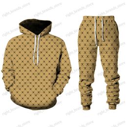 Men's Tracksuits Fashion Design 3D Printed Hoodies Set for Men Autumn Winter Tracksuits 2 Piece Suit Casual Sweashirt Vintage Street Man Outfits T240118