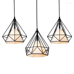 Pendant Lamps Lights For Living Room Restaurant Aisle Diamond Iron Cage Art Lamp Kitchen Hanging WJ622