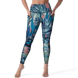 Women's Leggings Watercolour Tiger Yoga Pants Sexy Jungle Leaves Print Design Push Up Fitness Leggins Women Vintage