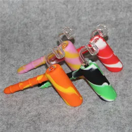 colorfull smoking hand pipes bubbler for dry herb tabacoo hookahs with 18mm male joint quartz banger