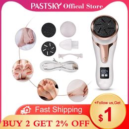 Files Pastsky Electric Foot File Heels Grinding Pedicure Tools Dead Skin Callus Remover 3 Roller Heads 2 Modes Professional Feet Care