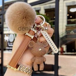 Keychains Lanyards Designer Key Chain Bag Charm Female Cute Bear Car Ring Fashion Fur Ball Pendant Male Trendy Accessories Number Plate Creative Exquisite Nice 2HVP