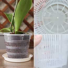 10PC 11/14/16/19cm mesh pot root control transparent flower pot for orchid breathable growth container drainage hole orchid pot 240118