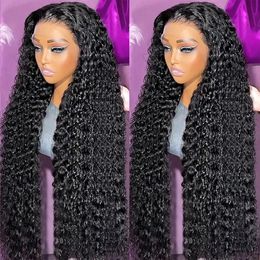 Deep Wave Frontal Wig Brazilian Curly 13x6 Lace Front Human Hair Wigs for Women 30 32 Inch Closure Wig 200% Density
