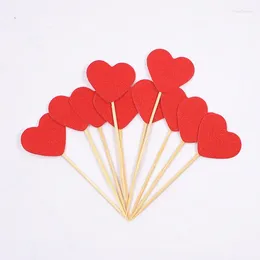 Party Supplies 60pcs 2.5cm Mini Heart Cake Toppers Birthday Cakes Decoration Flag Baking