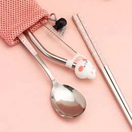 Forks Withered Stainless Steel Tableware Set Household Soup Spoon Eating Fork Creative Straw Multi-piece Portable In