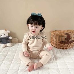 Clothing Sets Winter New Baby Girl Home Wear Set Newborn Infant Cotton Pyjamas Outfits Thick Warm Bodysuit + High Waisted Pants 2pcs Suit H240508