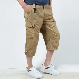 Men's Pants Cotton Breeches Summer Casual Trousers Military 5xl Cargo Shorts Army Multi Pocket Capri Clothing 2024
