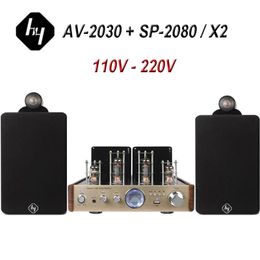 Speakers HY AV2030 Stereo Vacuum Tube Amplifier Speaker Combination HIFI Bluetooth Optical Coaxial Tereo Audio AMP 110V 220V Universal