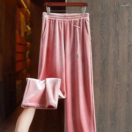 Women's Pants 2024 Winter Elastic High Waist Tassel Warmth Thickened Velvet Straight Tube Chinese Style Plush S-XL