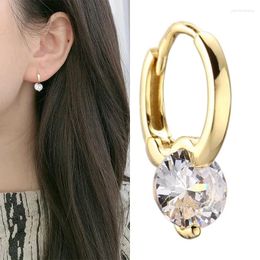 Stud Earrings Trendy Zircon Exquisite Ear Fashion Simple Shiny Gold Plating Jewellery Crystal Women