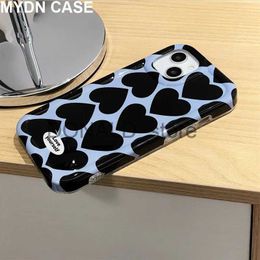 Cell Phone Cases IMD Coque for iPhone 15 14 Pro Max Case Cute Love Heart Pattern Phone Cases for Iphone 11 12 13 Pro Max 14 Shockproof Cover J240118