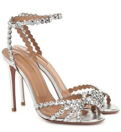 New Italy Aquazzus Tequila Women Sandals Shoes Strappy PVC Crystal Embellishments Lady High Heel Party Wedding Dress Gladiator Sandalias Green White Heels Shoe