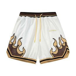 2023 Summer Retro American Flame Shorts Men's Casual Trend Versatile Quick Drying Sports Student Basketball Short Pants