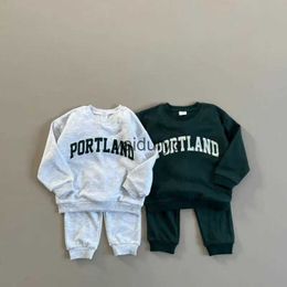 Clothing Sets 2023 Autumn New ldren Long Sleeve Sweatshirt + Harem Pants 2pcs Suit Baby Letter Print Clothes Set Boys Outfits H240508