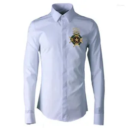 Men's Casual Shirts Minglu Embroidered Men Shirt Fashion Cotton Long Sleeve Camisa Masculina Mens Slim Fit 4XL