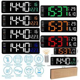 Desk Table Clocks 16 13 Inch Large Wall Clock Remote Control Memory Electronic Clock Dual Alarms Table Clock 10 Level Brightness LED Digital Clock YQ240117