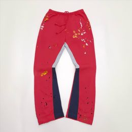 Falection 24ss GD PAINTED FLARE SWEATPANT reconstructed panels hand painted print pants red