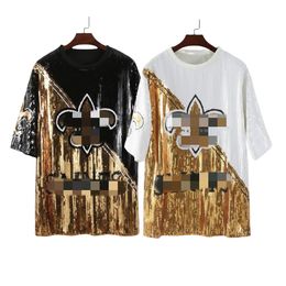 2024 Jerseys Sequin T Shirt Dresses Women Designer Paillette Hip Hop Shirt Dress Free Ship