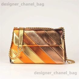 Shoulder Bags Summer Rainbow Metallic Handbag Jointing Colorful Cross Body Bag Patchwork Shoulder Bag T240116