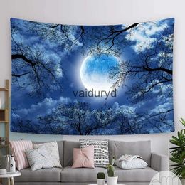 Tapestries Forest Mystery Starry Sky Tapestry Wall Hanging Boho Room Decor Psychedelic Trees And Star Jungle Moon Tapestrie Decoration Homevaiduryd