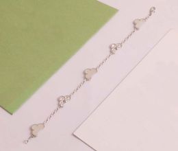 2024 V gold material Luxury quality charm bracelet nature shell stone and diamond in silver plated have stamp box PS3838A