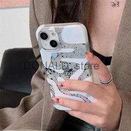 Cell Phone Cases INS Splash Ink Design Cow Pattern Case For iPhone 15 14 13 12 11 Pro Max Stylish IMD Soft Cover Japan Korea Letter Clear Shell J240118