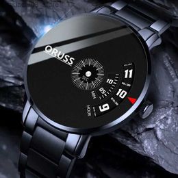 Other Watches ORUSS Original Stainless/Leather Luxury Waterproof Fashion Black Luminous Korean Version Quartz Analogue for men relo Q240118