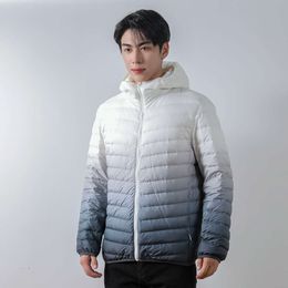 Handong Siyu 2023 Men's 90 down light and thin down jacket Men's hooded winter jacket Gradient Colour men's clothing