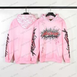 Men's Hoodies Sweatshirts New Autumn and Winter Clothes Hellstar dios Pink Hoodie Men Women Hoody Sweatshirts Star Flames Graphic Pullovers Unisex T240118