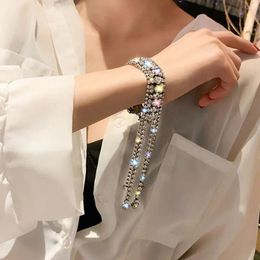 Link Bracelets Wedding Statement Shiny Crystal Luxury Long Tassel Bangles Fashion Accessories Jewellery