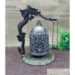 Arts And Crafts Large Bronze Lock Banging Bell Monk Dragon Wholesale Can Ring Ornaments Feng Shui Decorations Handicrafts Drop Deliv Dhmw4