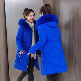 Women's Trench Coats 2024 Snow Wear Coat Parka Winter Jacket Women Hooded Fur Collar Glossy Thick Warm Female Jackets Student Wamen Clothes