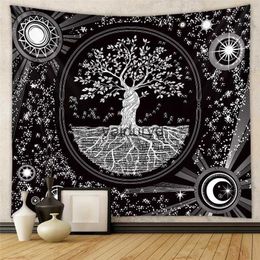 Tapestries Bohemian Tree Design Tapestry Wall Hanging Cloth Bedroom Decor Aesthetic Moon Sun Pattern Big Size Blanketvaiduryd