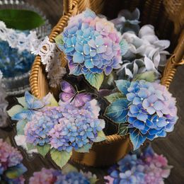 Gift Wrap 10pcs Vintage Blue Peony Flower PET Stickers Junk Journal Ephemera Foil Gold Aesthetic DIY Scrapbooking Supplies