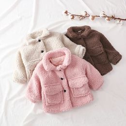 Fashion baby girl boy winter jacket thick cashmere baby warm sheep like jacket baby jacket cotton 1-8Y 240118