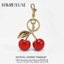 Keychains Lanyards Handbag Pendant Keychain Women's Exquisite Internet Famous Crystal Cherry Car Accessories High Grade 231025 XIJ5