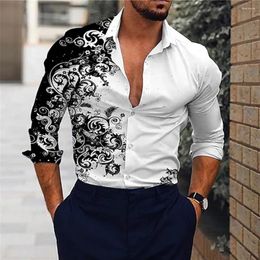 Men's Casual Shirts Stylish Long Sleeve Shirt For Men Baroque Design Button Down Silky Dress Ideal Parties And Wear