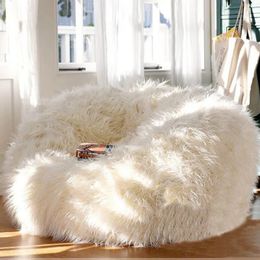 Soft Fluffy Wool Fur Bean Bag CoverWithout FillerSofa Lazy Couch Chair Kids Party Festival Baby Pography Show Props Stool 240118