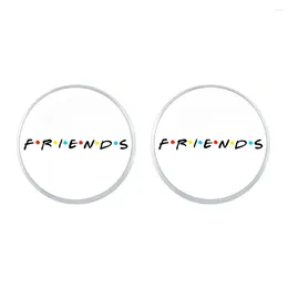 Stud Earrings Friends TV Show 25th Anniversary Series Cartoon Fun Pattern Glass Cabochon Hypoallergenic Ear For Women Girls Gift