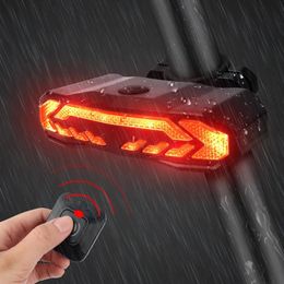 Lights USB Rechargeable LED Bicycle Alarm Bike Taillight Turn Signal Lights Bike Light Rear Smart Bike Wireless Remote Warning Light