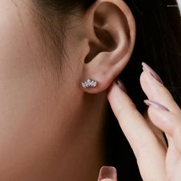Stud Earrings Karachi INS Style S925 Sterling Silver Female Horse Eye Zircon Crown Simple And Versatile Design Women's Jewelry