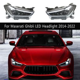 For Maserati Ghibli LED Headlight Assembly 14-22 High Beam Angel Eye Projector Lens Auto Parts Front Lamp Daytime Running Light