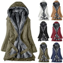 Women's Jackets Womens Warm Winter Coats Fuzzy Fleece Lined Slim Fit Thicken Hooded Long Outerwear Fashion-Forward Durable Coat