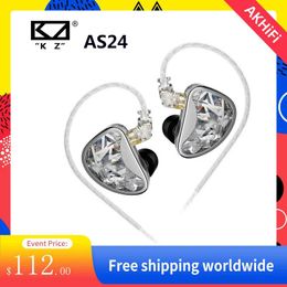 Earphones KZ AS24 HiFi Earphone 24 BA Units Highend Tunable InEar balanced armature Earphones Monitor Headphone Cancelling Sport Earbuds