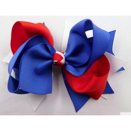 Hair Accessories 4.5 Royal Blue White And Red Boutique Girl Bow Clips Hairbow Headwear Headdress 30Pcs Bj Drop Delivery Baby Kids Mate Dhbcc