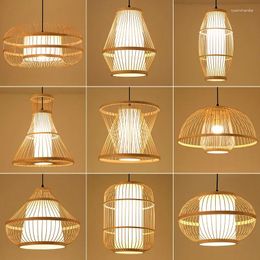 Pendant Lamps Chinese Style Woven Bamboo Art Chandeliers Creative Lantern Rattan Lamp Handmade Lighting