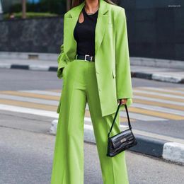 Women's Two Piece Pants Fashion Colour Women Suits Tailor Made Street Wear 2 Pieces Loose Pantsuits Single Breasted Blazer Jacket With
