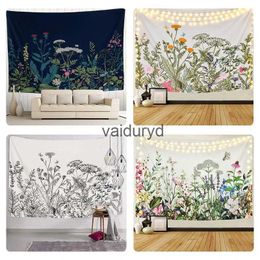 Tapestries Tropical Leaf Floral Mandala Wall Hanging Flowers Plant Aesthetic for Livingroom Bedroom Green Carpetvaiduryd